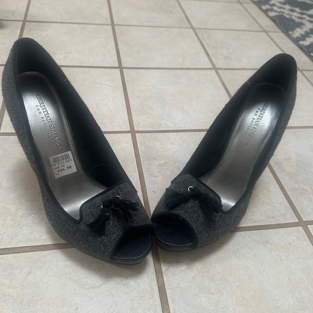 Christian Siriano Grey Peep Toe Heels